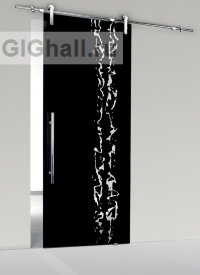 Стеклянная дверь черная с орнаментом (полотно) 