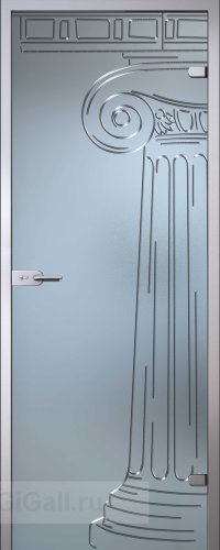Стеклянная межкомнатная дверь Fantasy Капитель с гравировкой  (полотно)