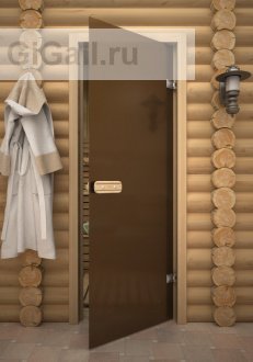 Двери для бани или сауны стеклянная Aspen М бронза матовая, осина 