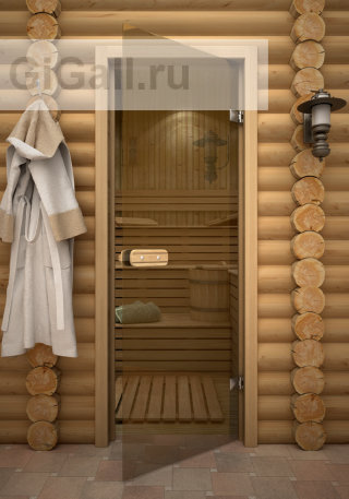 Дверь для бани или сауны стеклянная Linden бронза, липа